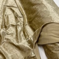 Tissu panne de velours polyester uni beige doré Tissu panne de velours polyester uni beige doré