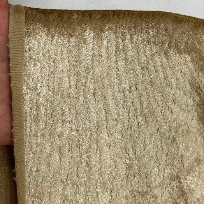 Tissu panne de velours polyester uni beige doré Tissu panne de velours polyester uni beige doré
