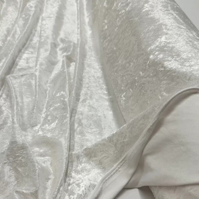 Tissu panne de velours polyester uni blanc Tissu panne de velours polyester uni blanc