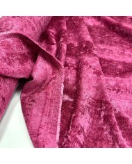 Tissu velours polyester froissé non extensible fuchsia Tissu velours polyester froissé non extensible fuchsia