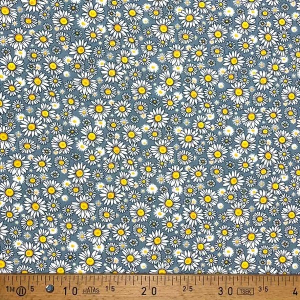 Tissu coton imprimé Marguerite bleu poudré Tissu coton imprimé Marguerite bleu poudré