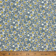 Tissu coton imprimé Marguerite bleu poudré