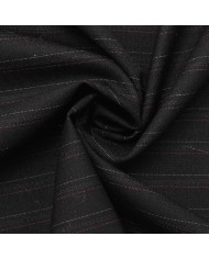 Tissu laine élasthanne tailleur à fines rayures sur fond noir Tissu laine élasthanne tailleur à fines rayures sur fond noir