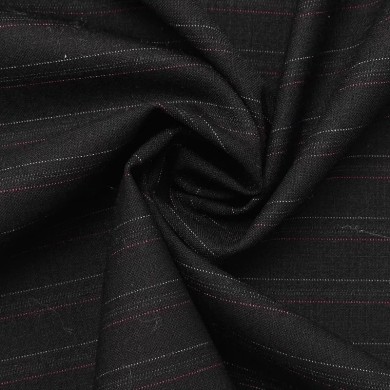 Tissu laine élasthanne tailleur à fines rayures sur fond noir Tissu laine élasthanne tailleur à fines rayures sur fond noir