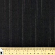 Tissu laine élasthanne tailleur à fines rayures sur fond noir Tissu laine élasthanne tailleur à fines rayures sur fond noir