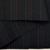 Tissu laine élasthanne tailleur à fines rayures sur fond noir Tissu laine élasthanne tailleur à fines rayures sur fond noir
