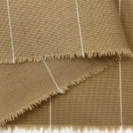Tissu polyester viscose à rayures blanches sur beige Tissu polyester viscose à rayures blanches sur beige