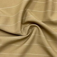 Tissu polyester viscose à rayures blanches sur beige Tissu polyester viscose à rayures blanches sur beige