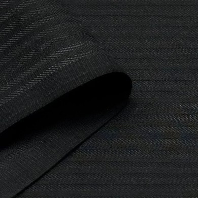 Tissu cotonnade coton polyester à fines rayures satinées noir Tissu cotonnade coton polyester à fines rayures satinées noir