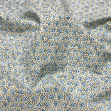 Tissu coton imprimé Riad bleu ciel