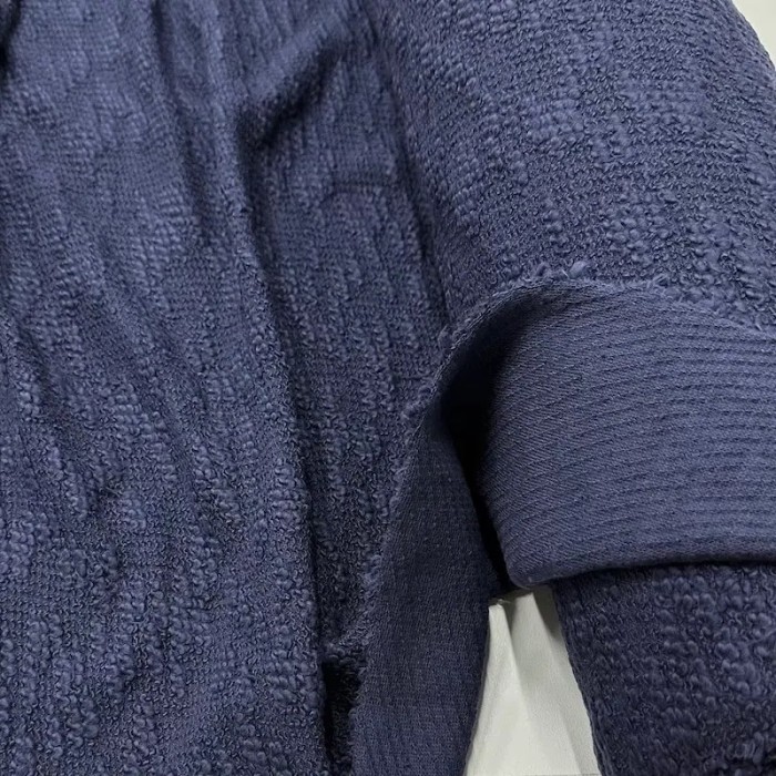 Tissu cotonnade maille bouclé bleu nuit
