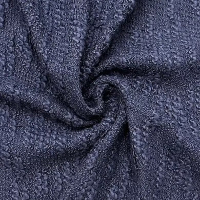 Tissu cotonnade maille bouclé bleu nuit Tissu cotonnade maille bouclé bleu nuit