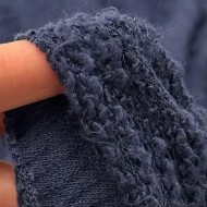 Tissu cotonnade maille bouclé bleu nuit