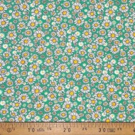 Tissu coton imprimé Marguerite vert Tissu coton imprimé Marguerite vert
