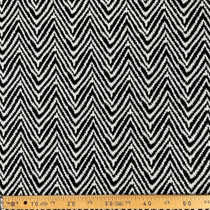 Tissu lainage acrylique à rayures chevron noir blanc