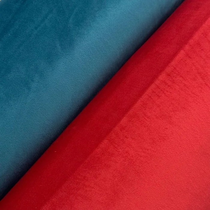 Tisssu velours entoilé polyester uni rouge Tisssu velours entoilé polyester uni rouge