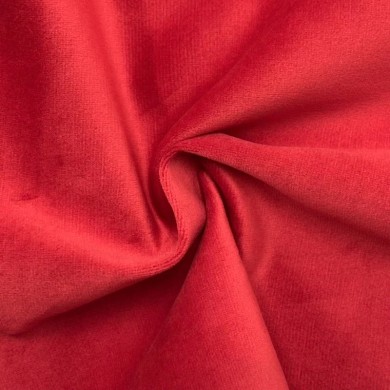 Tisssu velours entoilé polyester uni rouge Tisssu velours entoilé polyester uni rouge