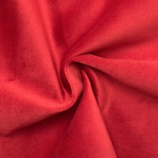 Tisssu velours entoilé polyester uni rouge Tisssu velours entoilé polyester uni rouge
