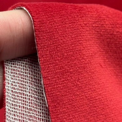 Tisssu velours entoilé polyester uni rouge Tisssu velours entoilé polyester uni rouge