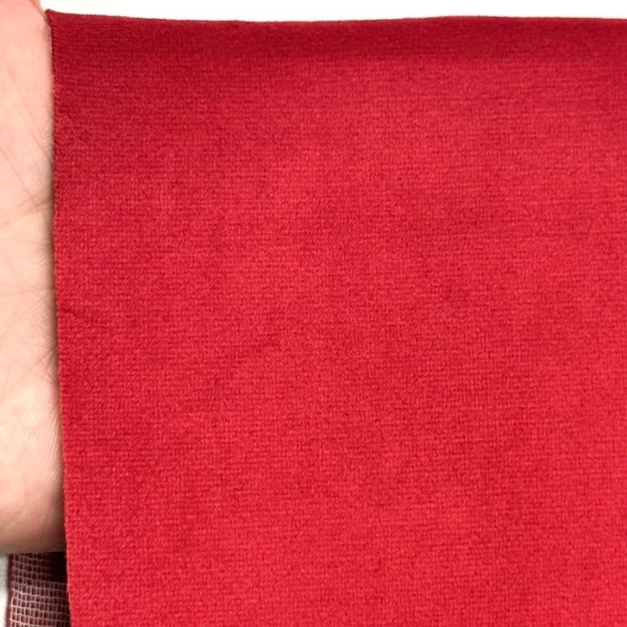 Tisssu velours entoilé polyester uni rouge Tisssu velours entoilé polyester uni rouge