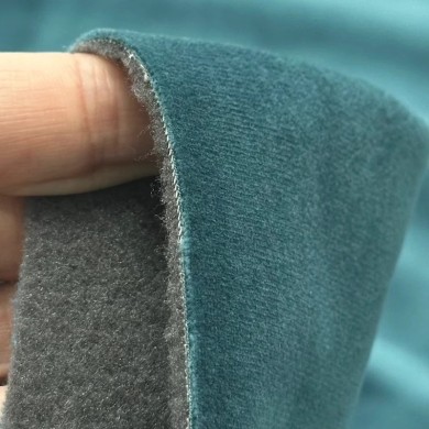 Tisssu velours polaire entoilé feutre occultant polyester uni bleu canard Tisssu velours polaire entoilé feutre occultant polyester uni bleu canard