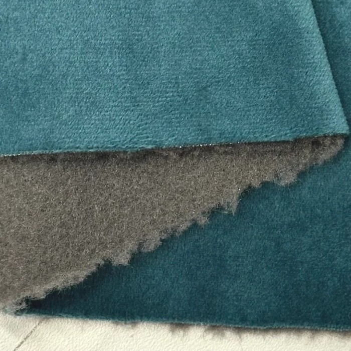 Tisssu velours polaire entoilé feutre occultant polyester uni bleu canard Tisssu velours polaire entoilé feutre occultant polyester uni bleu canard