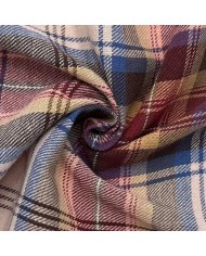 Tissu 100% coton écossais à carreaux rose bleu multicolores