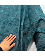 Tissu jacquard polyester chenille géométrique en relief bleu canard