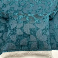 Tissu jacquard polyester chenille géométrique en relief bleu canard
