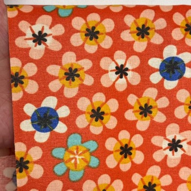Tissu coton enduit Nami fleuri orange