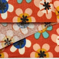 Tissu coton enduit Nami fleuri orange