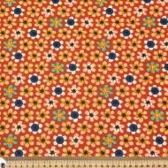 Tissu coton enduit Nami fleuri orange