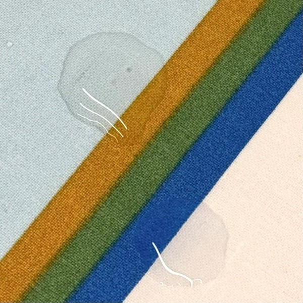 Tissu coton enduit Tcha tcha à rayures multi-couleurs bleu ciel ocre