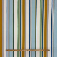 Tissu coton enduit Tcha tcha à rayures multi-couleurs bleu ciel ocre