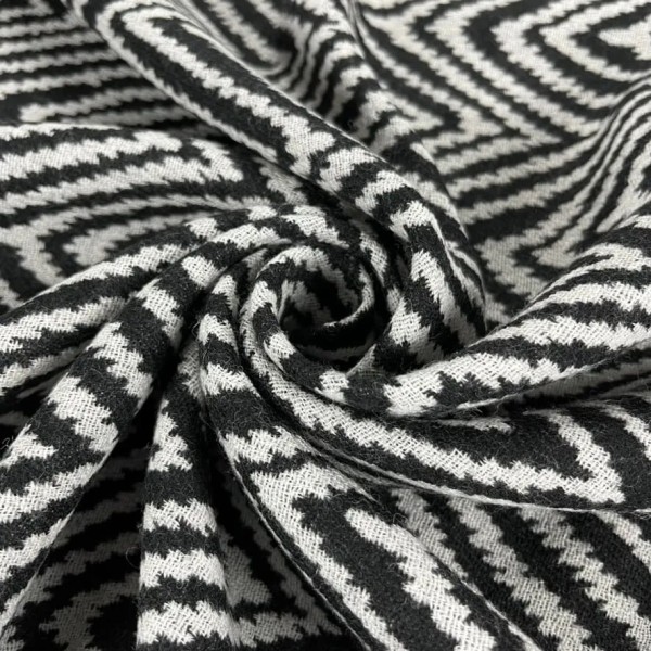 Tissu lainage acrylique à rayures chevron noir blanc Tissu lainage acrylique à rayures chevron noir blanc