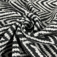 Tissu lainage acrylique à rayures chevron noir blanc