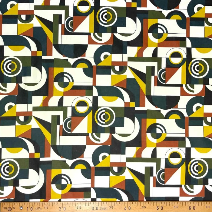 Tissu coton imprimé art vert multi couleur Tissu coton imprimé art vert multi couleur