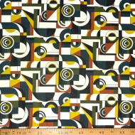 Tissu coton imprimé art vert multi couleur Tissu coton imprimé art vert multi couleur