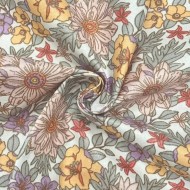 Tissu coton enduit Lolita fleuri multi-couleur pastel