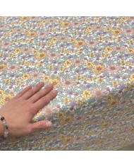 Tissu coton enduit Lolita fleuri multi-couleur pastel