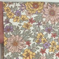 Tissu coton enduit Lolita fleuri multi-couleur pastel