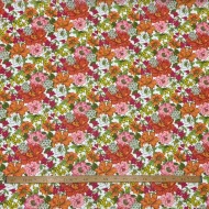 Tissu coton enduit Johanna multi-couleur orange rose blanc