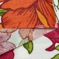 Tissu coton enduit Johanna multi-couleur orange rose blanc