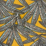 Tissu coton enduit Janaina Feuillages sur fond jaune