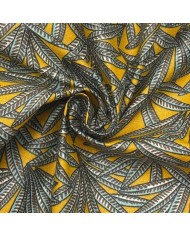 Tissu coton enduit Janaina Feuillages sur fond jaune