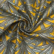 Tissu coton enduit Janaina Feuillages sur fond jaune