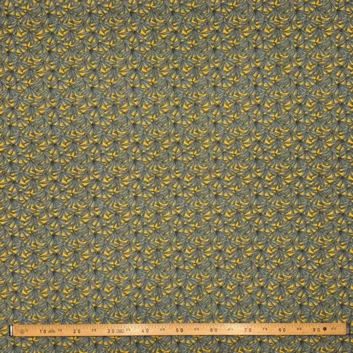 Tissu coton enduit Janaina Feuillages sur fond jaune