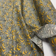 Tissu coton enduit Janaina Feuillages sur fond jaune