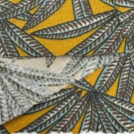 Tissu coton enduit Janaina Feuillages sur fond jaune