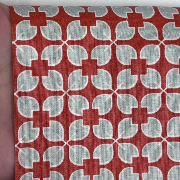 Tissu coton enduit Rodrigo géométrique bleu ciel sur rouge